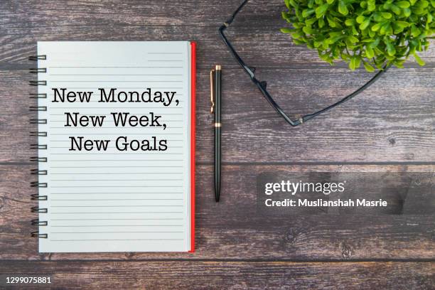 new monday, new week, new goals. - monday goals stock pictures, royalty-free photos & images