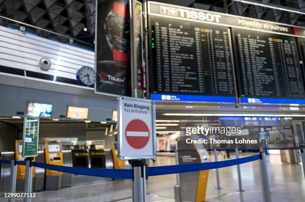 Passengers pictured in the Terminal 1 of the Frankfurt Airport on January 28, 2021 in Frankfurt, Germany. Border police check passengers arriving...