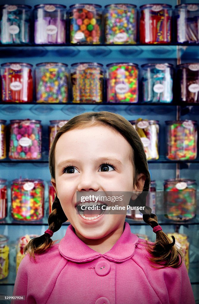 Girl in a candy store