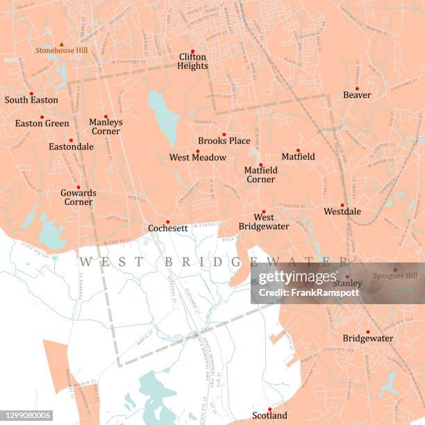 ma plymouth west bridgewater vector road map - west bridgewater stock illustrations