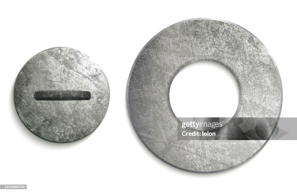 Metallic screw and washer