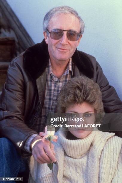 Eter Sellers et sa femme Lynne en vacances à Gstaad le 27 décembre 1979, Suisse