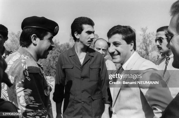 Bachir Gemayel le 24 Août 1982 à Beyrouth, Liban.