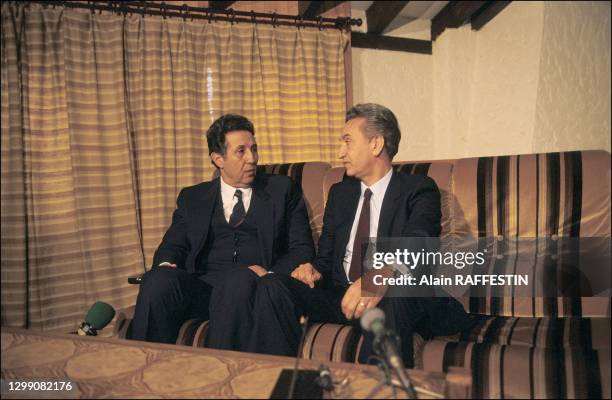 Ahmed Ben Bella was one of the principal leaders of the Algerian war of independence against France. Pictured here with Hocine Ait Ahmed.