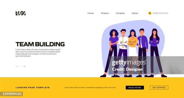 ilustraciones, imágenes clip art, dibujos animados e iconos de stock de team building concept vector illustration for landing page template, website banner, advertisement and marketing material, online advertising, business presentation, etc. - employée