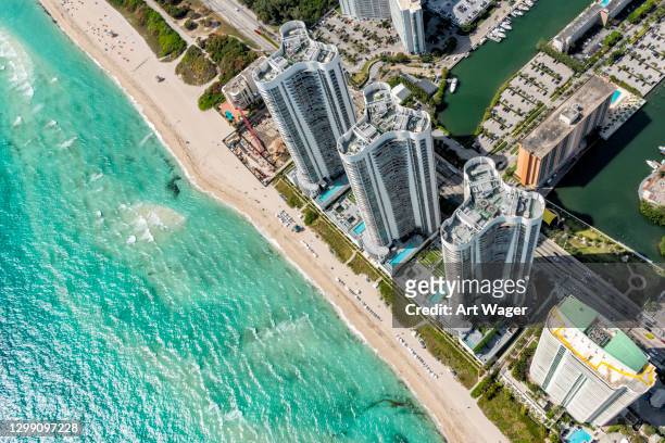 florida beach resort aerial - miami stock pictures, royalty-free photos & images