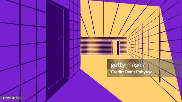 ミニマルな幾何学的な内部イラスト - 廊下とドア。 - オフィス　エントランス点のイラスト素材／クリップアート素材／マンガ素材／アイコン素材