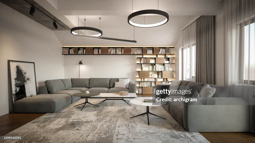Interior Design Architecture Computer Generated Image Of Living Room ...
