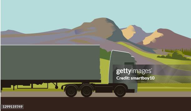 lorries or trucks - border crossing trucks stock illustrations