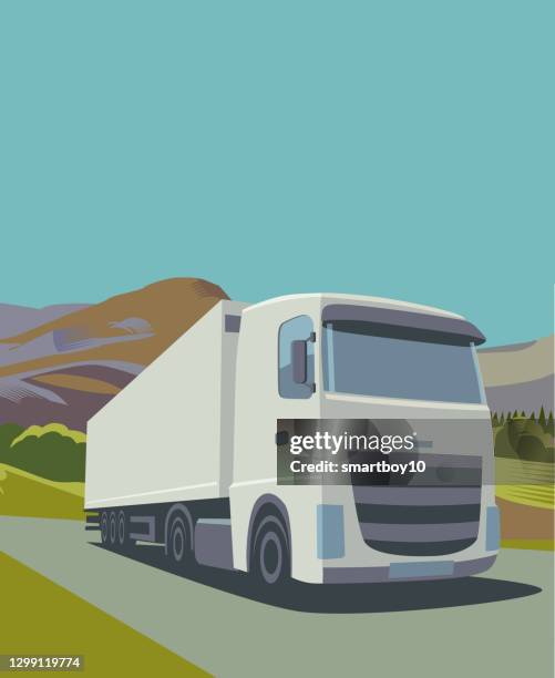 lastkraftwagen oder lkws - lastzug stock-grafiken, -clipart, -cartoons und -symbole