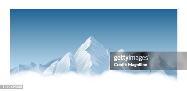 snowy mountain range - snow explorer stock illustrations