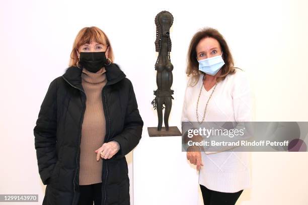 Eve Ruggieri and Countess Eleonore de la Rochefoucauld attend the "Tortues de la Paix - Peace Turtles" : Rachid Khimoune Exhibition Preview at...