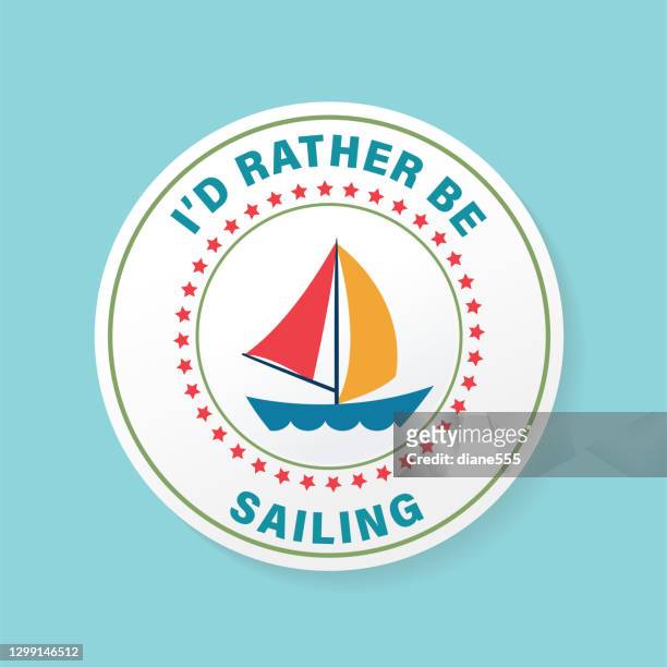 sailboat beach banners stickers - drop shadow stock illustrations