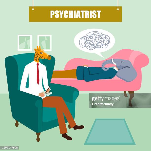 ilustraciones, imágenes clip art, dibujos animados e iconos de stock de consulta psiquiátrica - psychiatrists couch