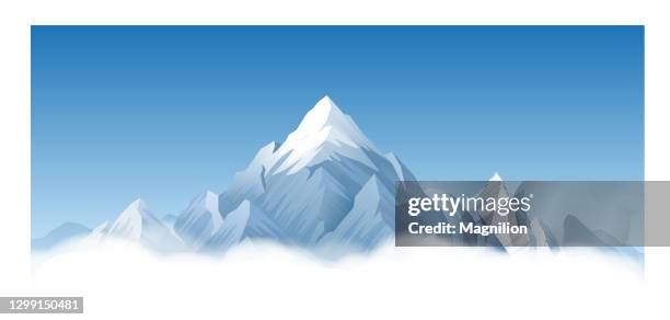 bildbanksillustrationer, clip art samt tecknat material och ikoner med snöig bergskedja - bergstopp