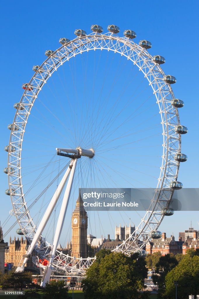 Big Ben through the London Eye; London; England