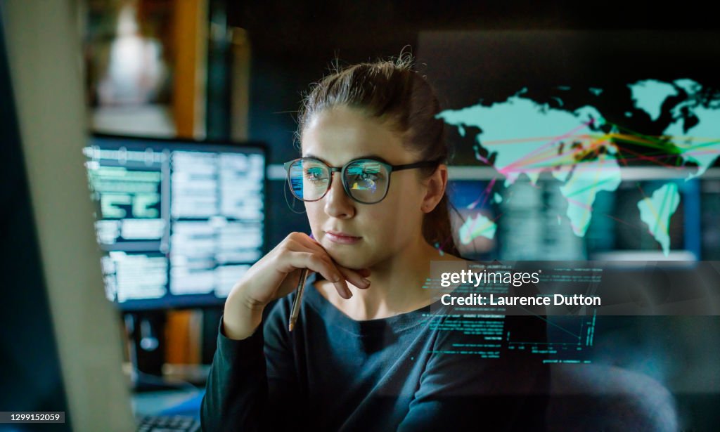 Young woman global communications