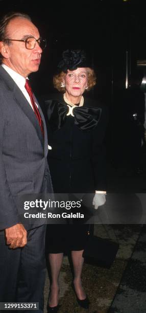 Rupert Murdoch and Brooke Astor attend New York Magazine 20th Anniversary Party at the Cloud Club in New York City on April 18, 1988.