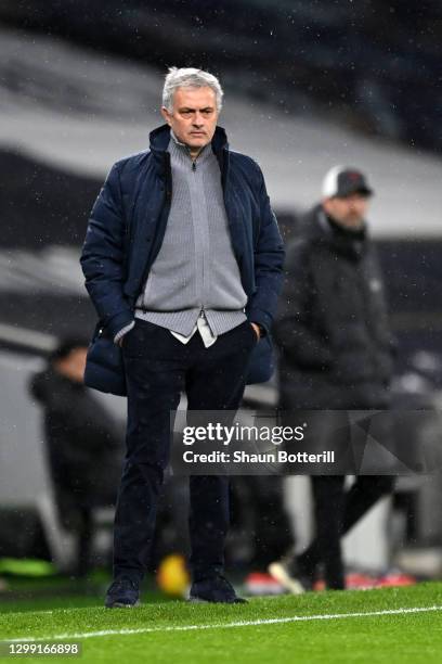 Jose Mourinho, Manager of Tottenham Hotspur looks on during the Premier League match between Tottenham Hotspur and Liverpool at Tottenham Hotspur...