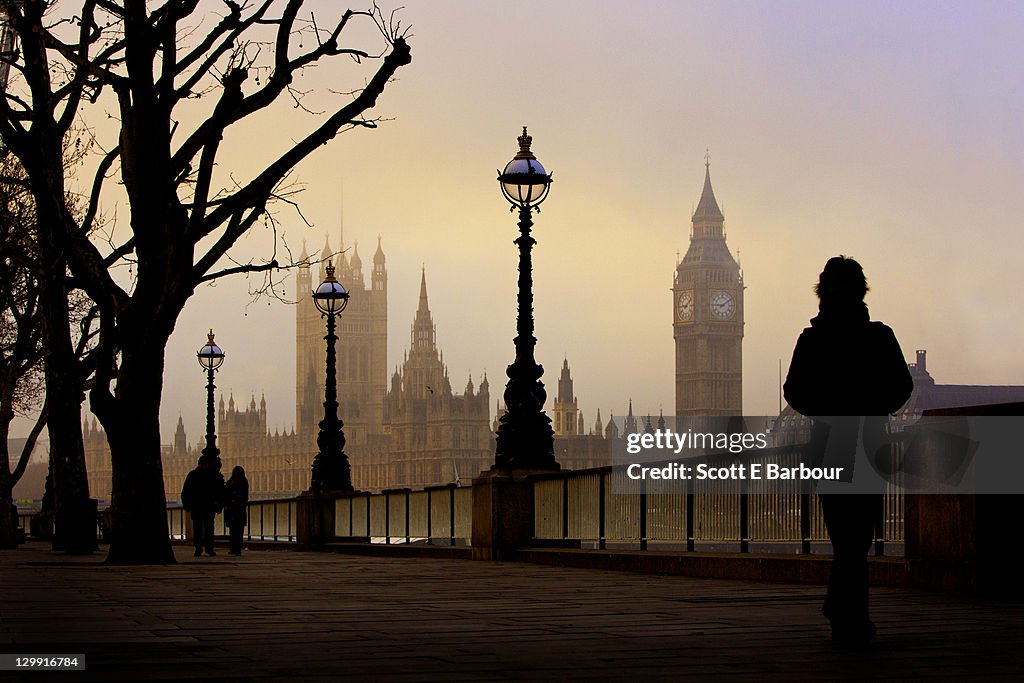 Big Ben and Houses Of Parliament on foggy morning