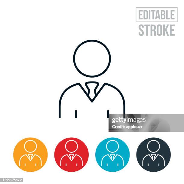 scientist thin line icon - editable stroke - tie stock illustrations