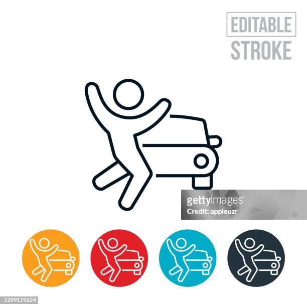 new car purchase thin line icon - editable stroke - new car stock illustrations
