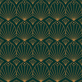 Art Deco Seamless Pattern in a Trending minimal Linear Style. Vector Abstract Geometric background