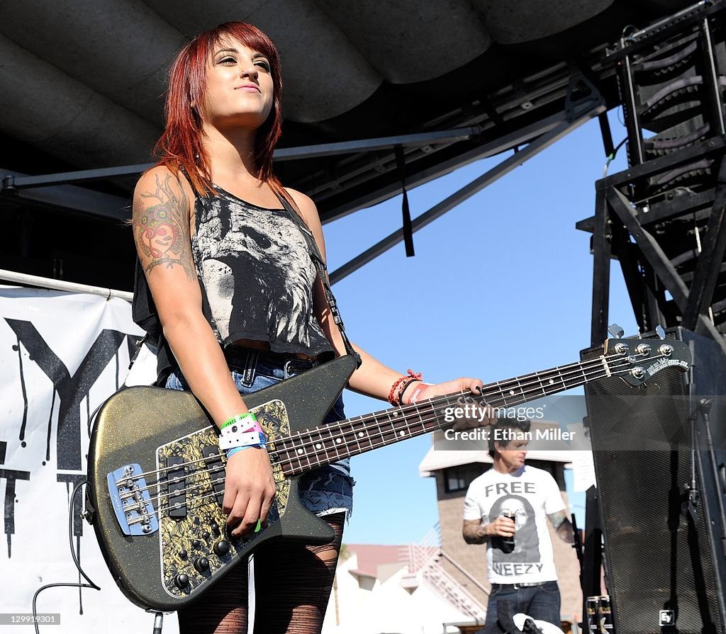 Bassist Anissa Rodriguez Of The Band Eyes Set To Kill Performs During bassist-anissa-rodriguez-of-the-band-eyes-set-to-kill-performs-during