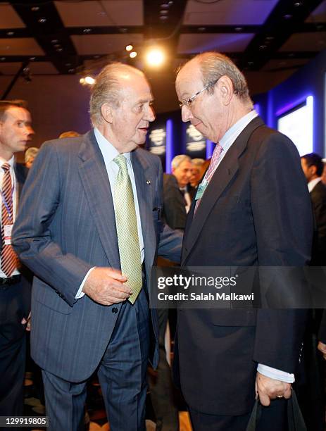 King Juan Carlos of Spain attends the World Economic Forum special meeting on economic growth and job creation in the Arab world on October 22, 2011...