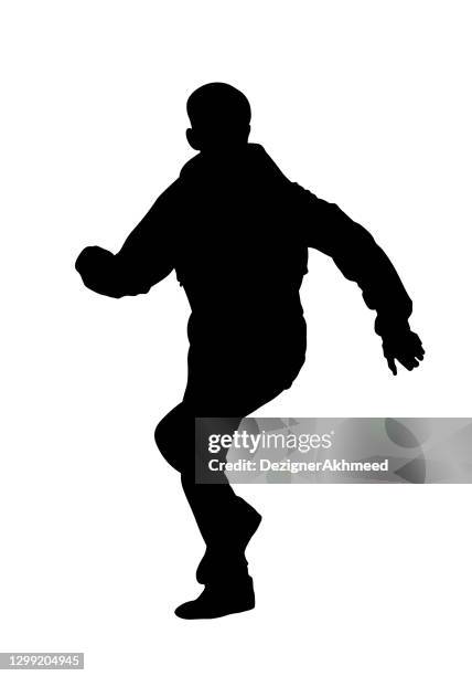 running boy vector silhouette - boy running stock illustrations