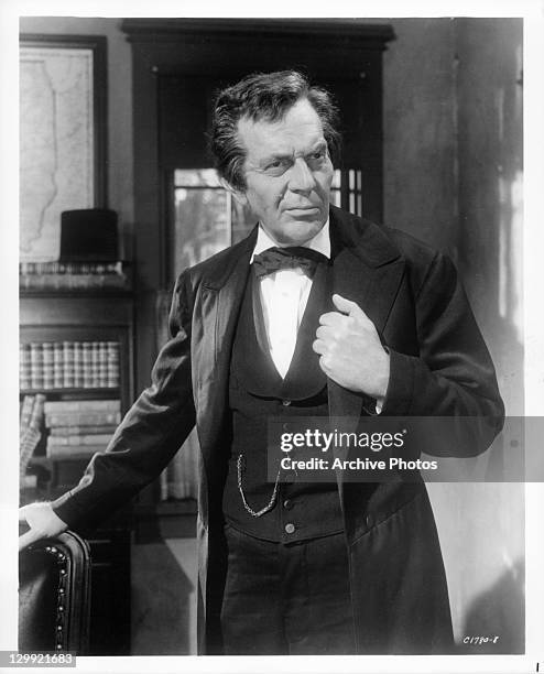 Raymond Massey recreates his role as Abraham Lincoln, in his beardless years as an Illinois legislator, in a scene from the film 'How The West Was...