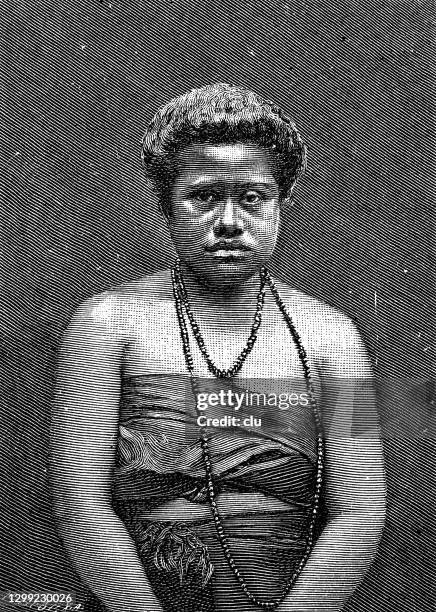 Elegant Woman From Samoa Portrait Waist Up High-Res Vector Graphic