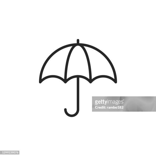 ilustrações, clipart, desenhos animados e ícones de guarda-chuva, ícone vetorial da linha de seguros. golpe editável. pixel perfeito. para mobile e web. - guarda chuva
