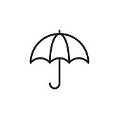 Umbrella, Insurance Line Vector Icon. Editable Stroke. Pixel Perfect. For Mobile and Web.