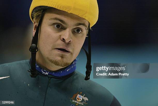 Steven Bradbury of Australia looks on after competing in the men's 1500m speed skating quarterfinal during the Salt Lake City Winter Olympic Games on...
