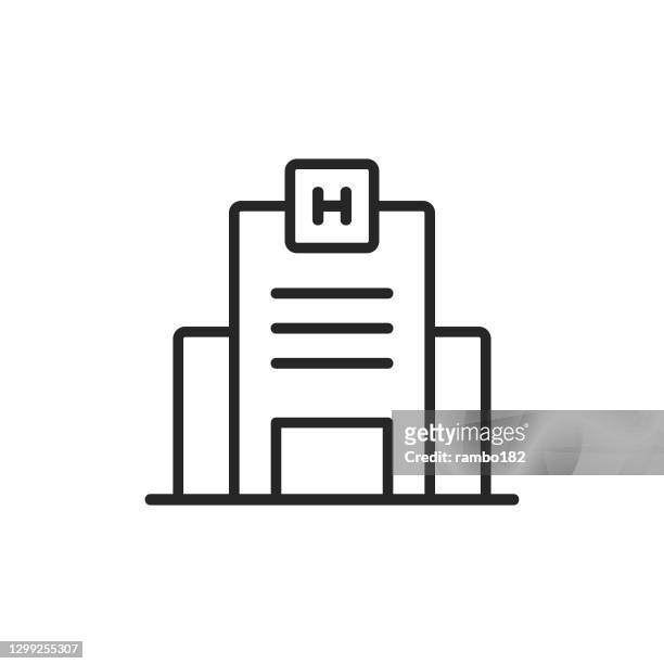 hospital line vector icon. editable stroke. pixel perfect. for mobile and web. - hospital with people stock illustrations