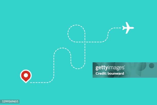 flying airlane destination background - entering pin stock illustrations