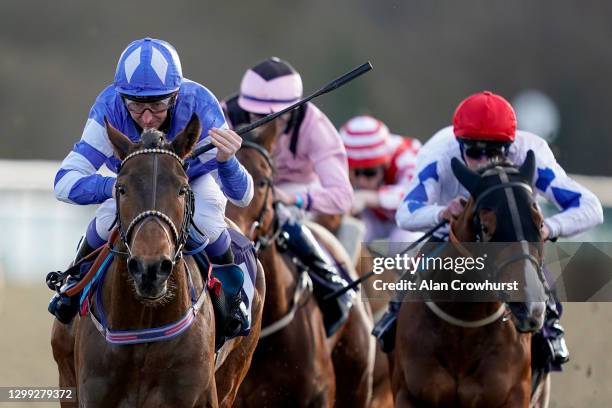 Martin Dwyer riding Lucky Ava win The Get Your Ladbrokes Daily Odds Boost Handicap at Lingfield Park Racecourse on January 29, 2021 in Lingfield,...