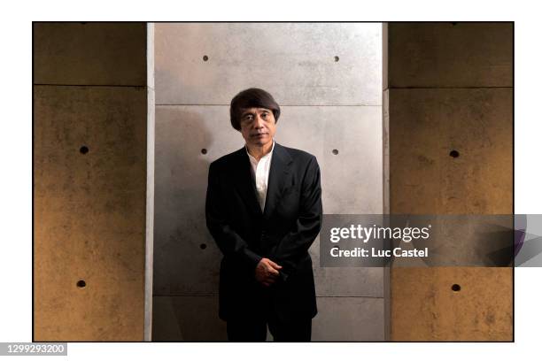 Architect Tadao Ando poses in his office in Tokyo, he Was Chosen by Francois Pinault to Rethink the New Museum "La Bourse du Commerce " at Paris. On...