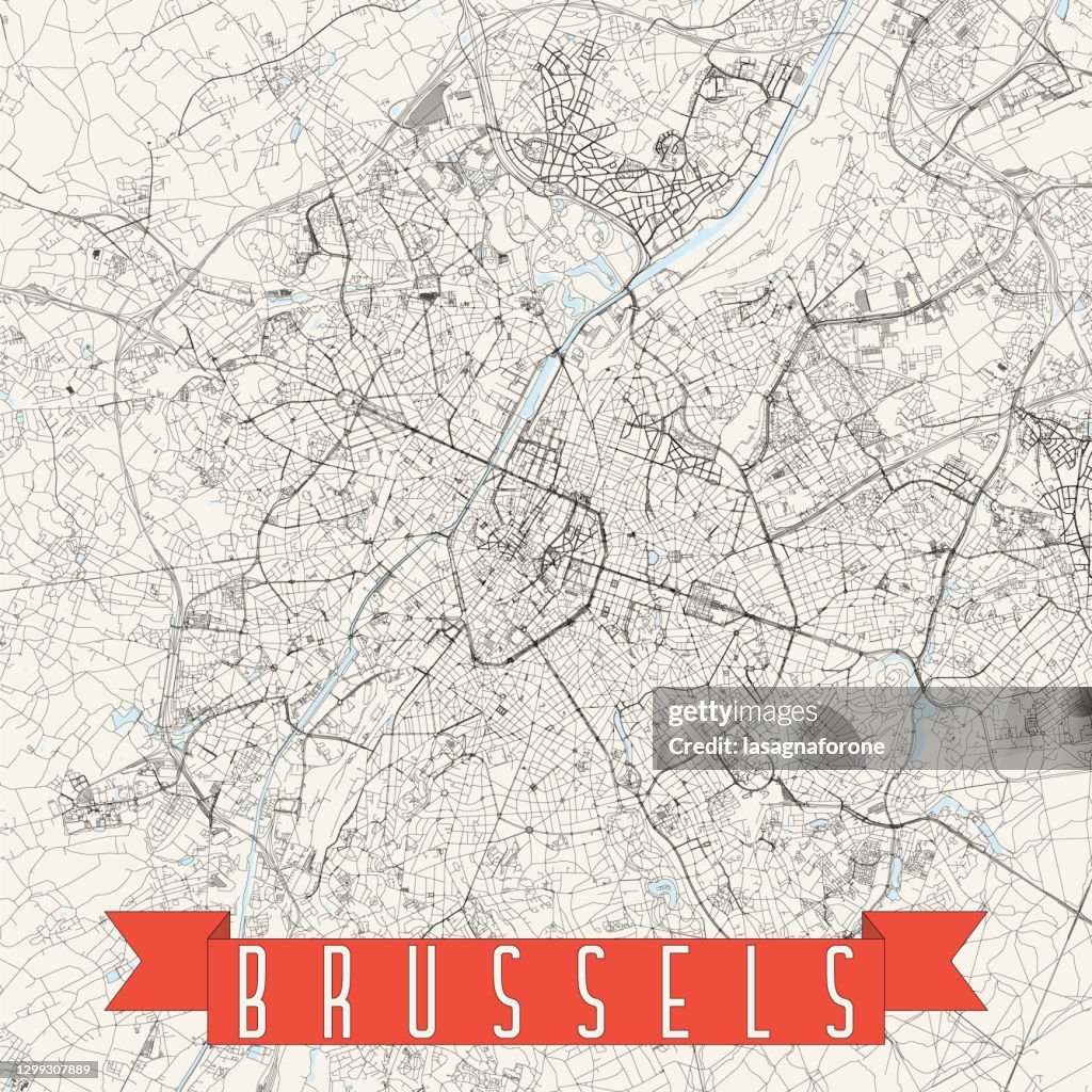 Brussel, België Vector Kaart