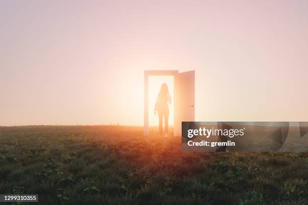 mysterieuze weidepassage - positive thinking stockfoto's en -beelden