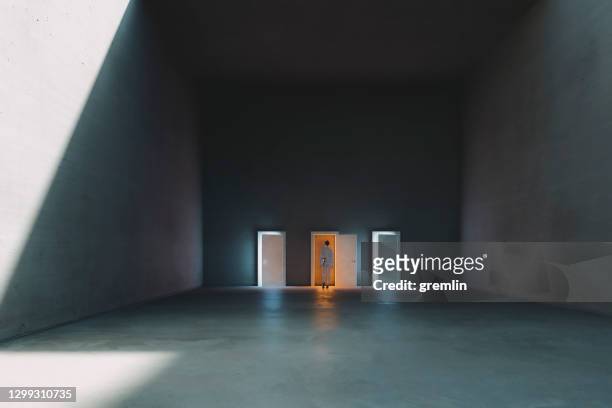 young woman leaving - glowing cube stock pictures, royalty-free photos & images