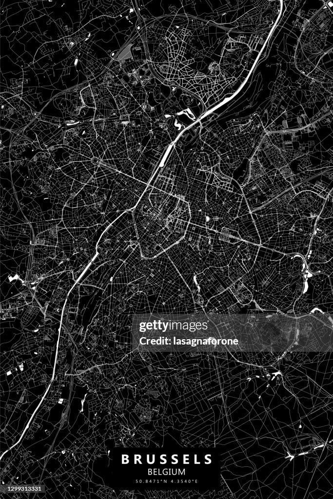 Brussels, Belgium Vector Map