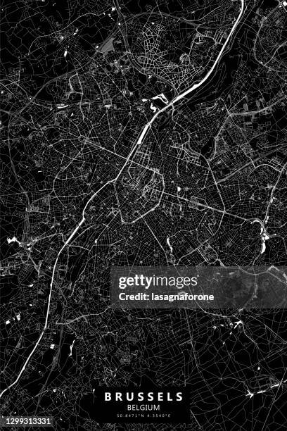 brussels, belgium vector map - atomium stock illustrations