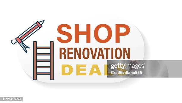 home improvement website sticker - caulk gun stock illustrations