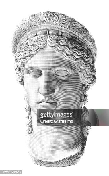ilustrações, clipart, desenhos animados e ícones de hera ludovisi busto deusa da escultura juno - deusa