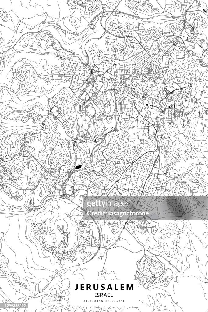 Jerusalem, Israel Vector Map