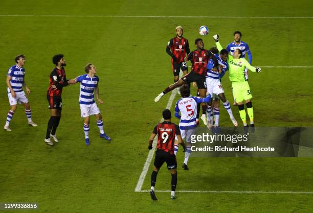 Rafael Cabral Barbosa of Reading punches the ball away during the Sky Bet Championship match between Reading and AFC Bournemouth at Madejski Stadium...