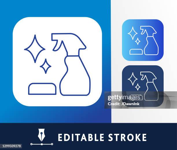 cold and flu virus cleaning and sanitizing thin line icon - editable stroke - sponge isolated stock illustrations