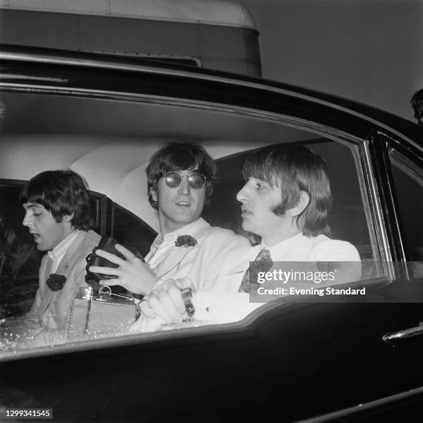 British rock group the Beatles arrive at London Airport, UK, after their final concert tour of the United States, 31st August 1966. From left to...